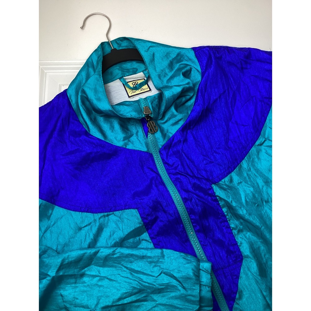 Vintage Bill Blass Colorblock Windbreaker Warm up suit Teal Purple  Mens Medium
